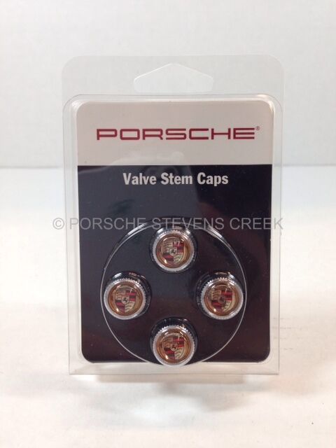 Porsche Valve Stem Caps COLORED Crest Carrera Cayman Boxster Cayenne Panamera