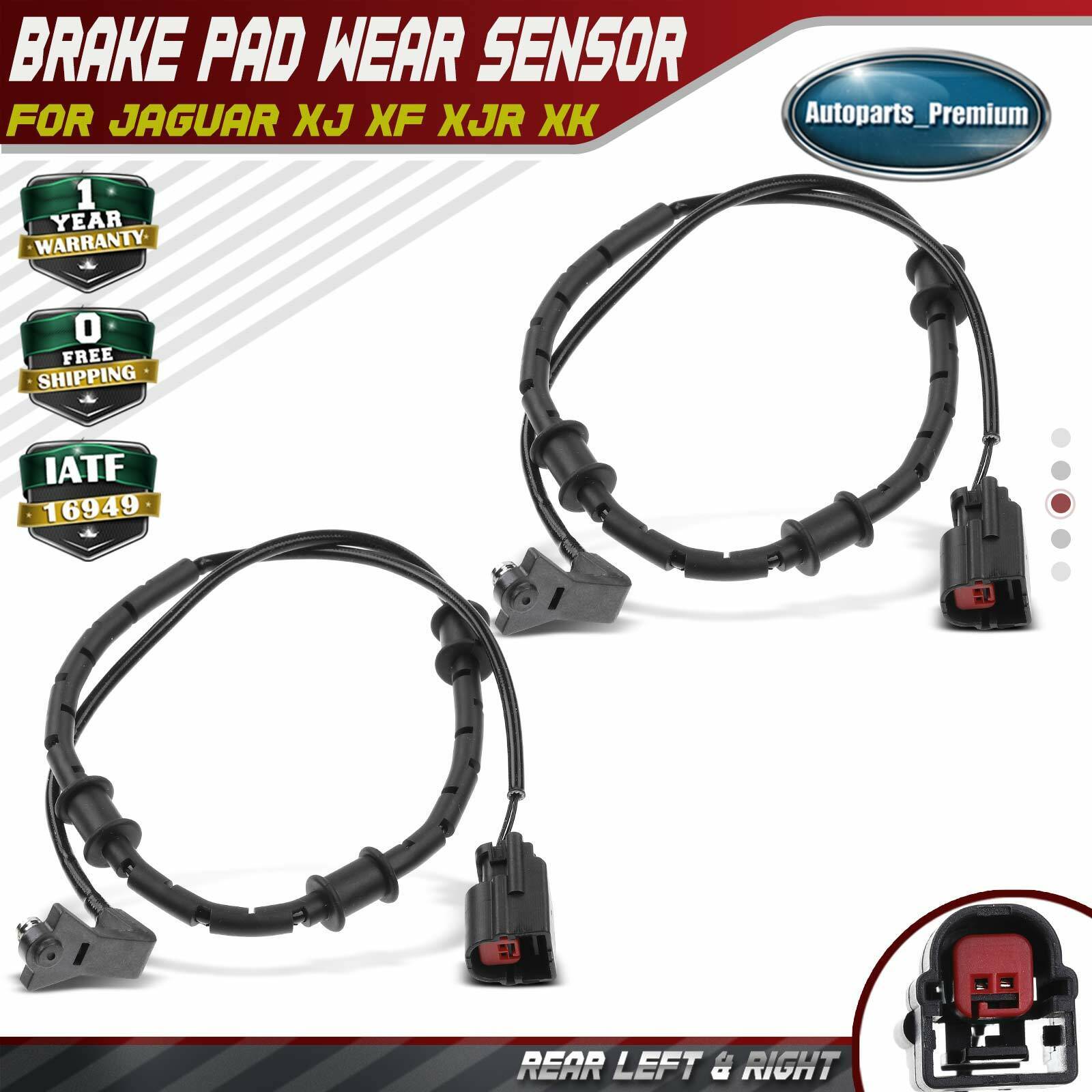 2x Rear Disc Brake Pad Wear Sensor for Jaguar XJ 10-17 XJR XK XKR XF XFR XFR-S