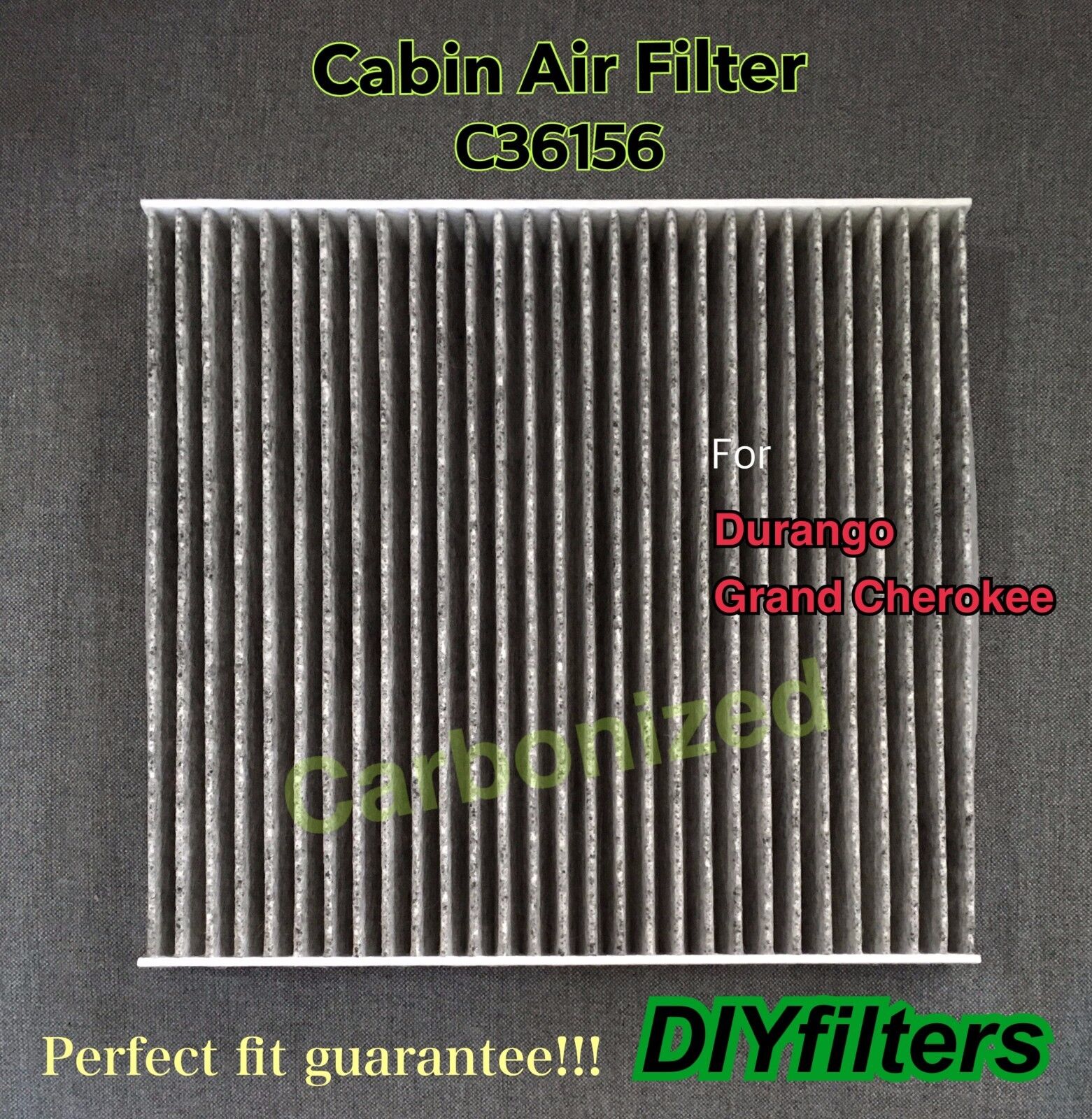 C36156 CARBONIZED Cabin AIR FILTER For Durango 11-21 Grand Cherokee 11-20 