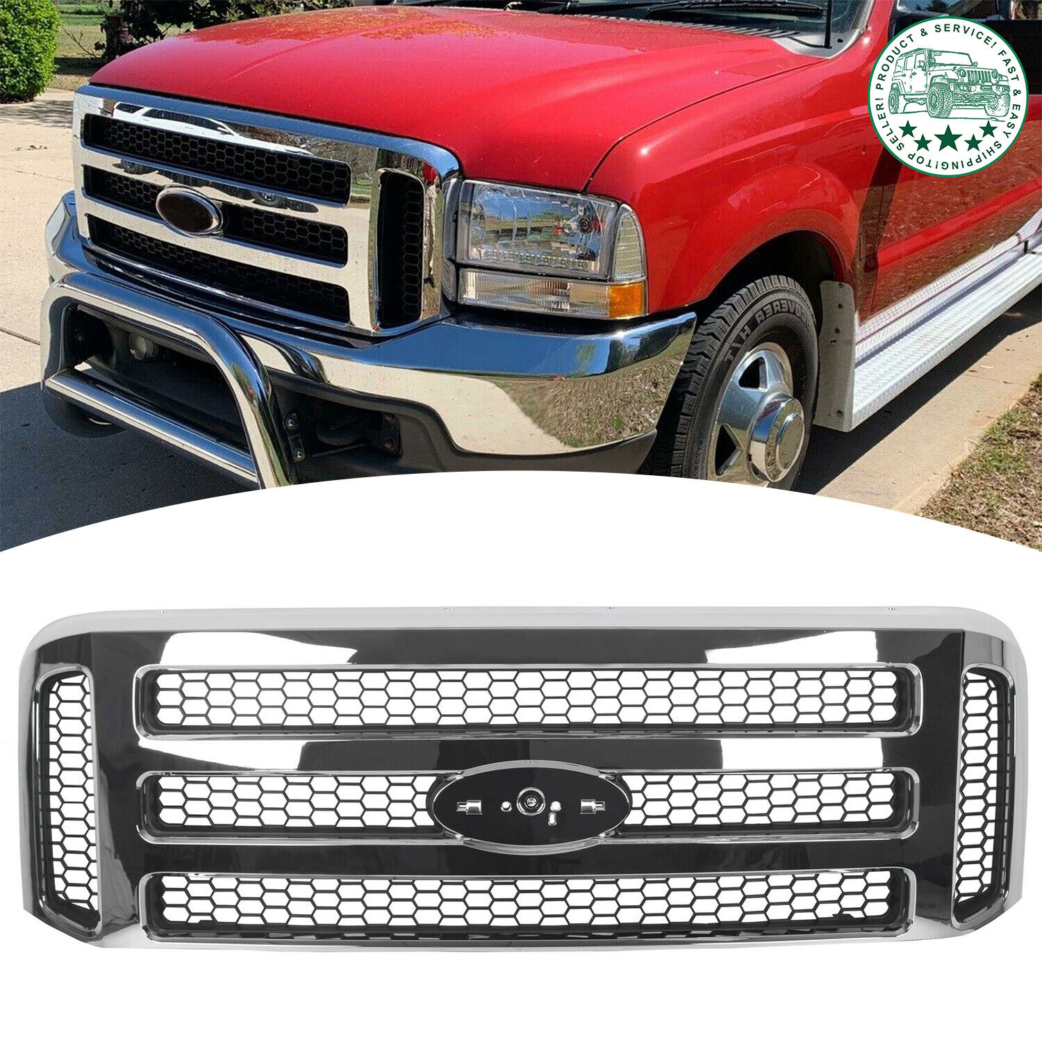 For Ford 1999-2004 Super Duty F250 F350 F450 F550 Excursion Chrome Grille