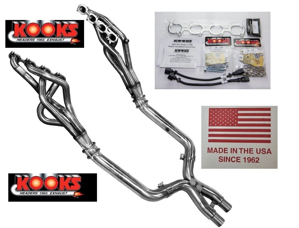 Kooks 1-7/8 x 3″ long tube headers with O/R x-pipe kit 2007-10 Shelby GT500 5.4