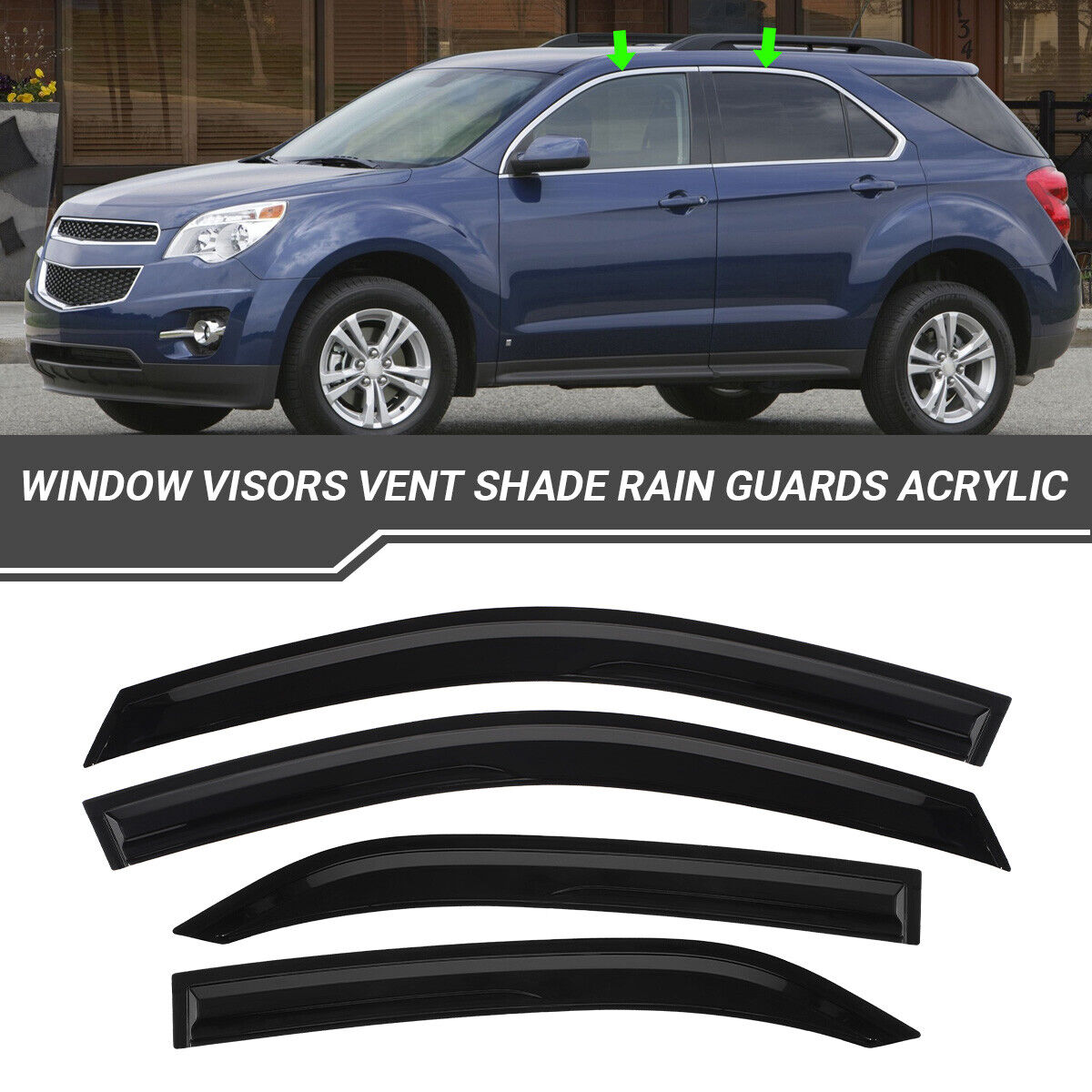 For 2010-2017 Chevy Equinox Window Visor Vent Sun Rain Deflector Guard 4PCS Set