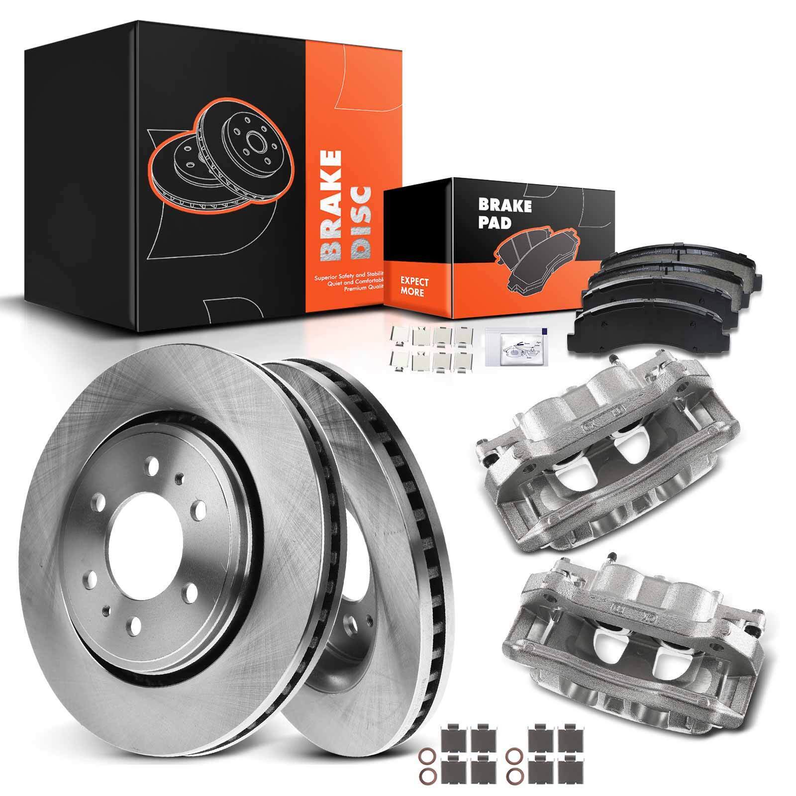 Front Disc Brake Rotors & Brake Pads + Brake Caliper for Ford F-150 2012-2016 