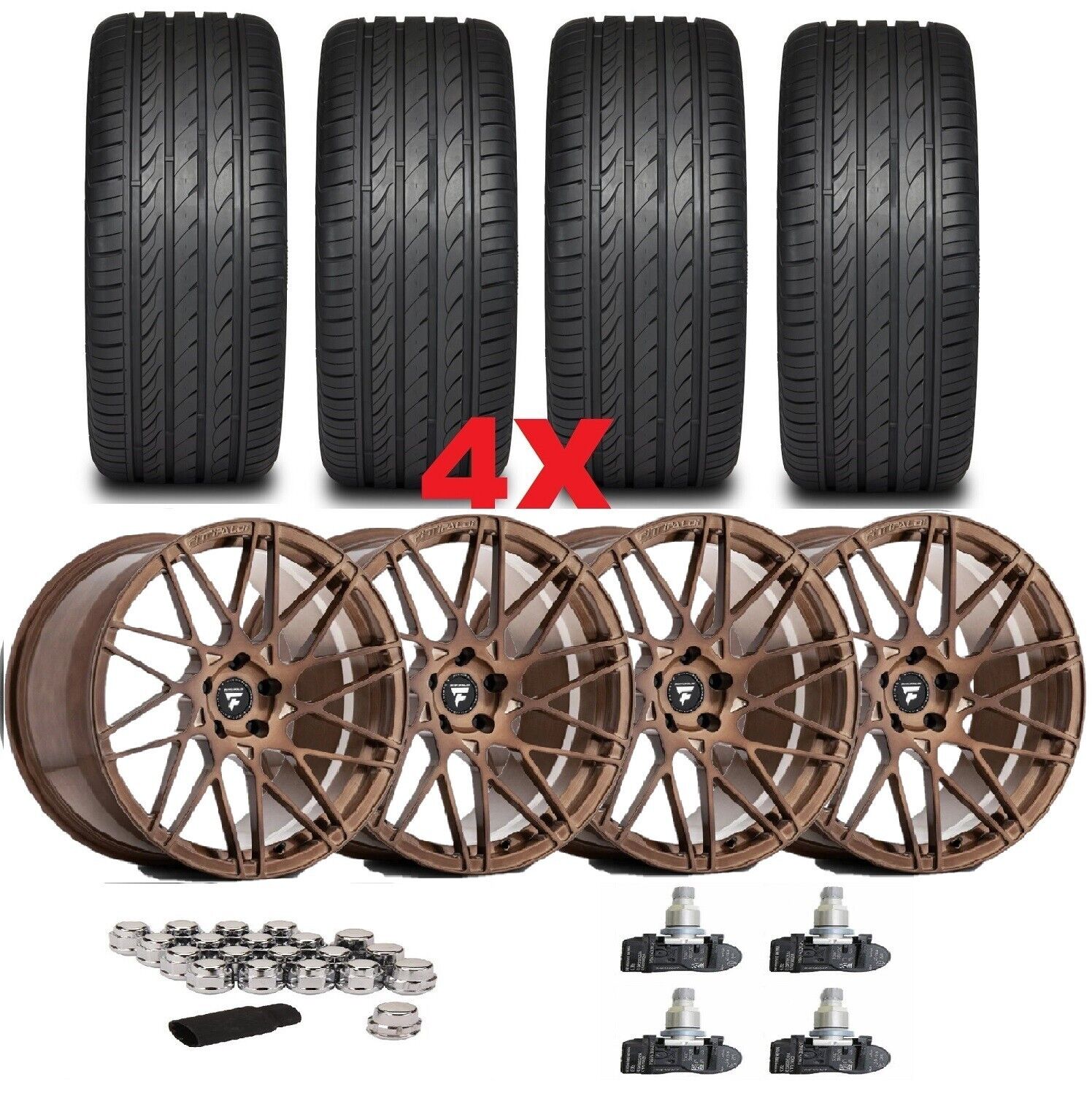 BRONZE BRUSHED WHEELS RIMS TIRES 235 40 19 PACKAGE SET NEW OE ALLOY