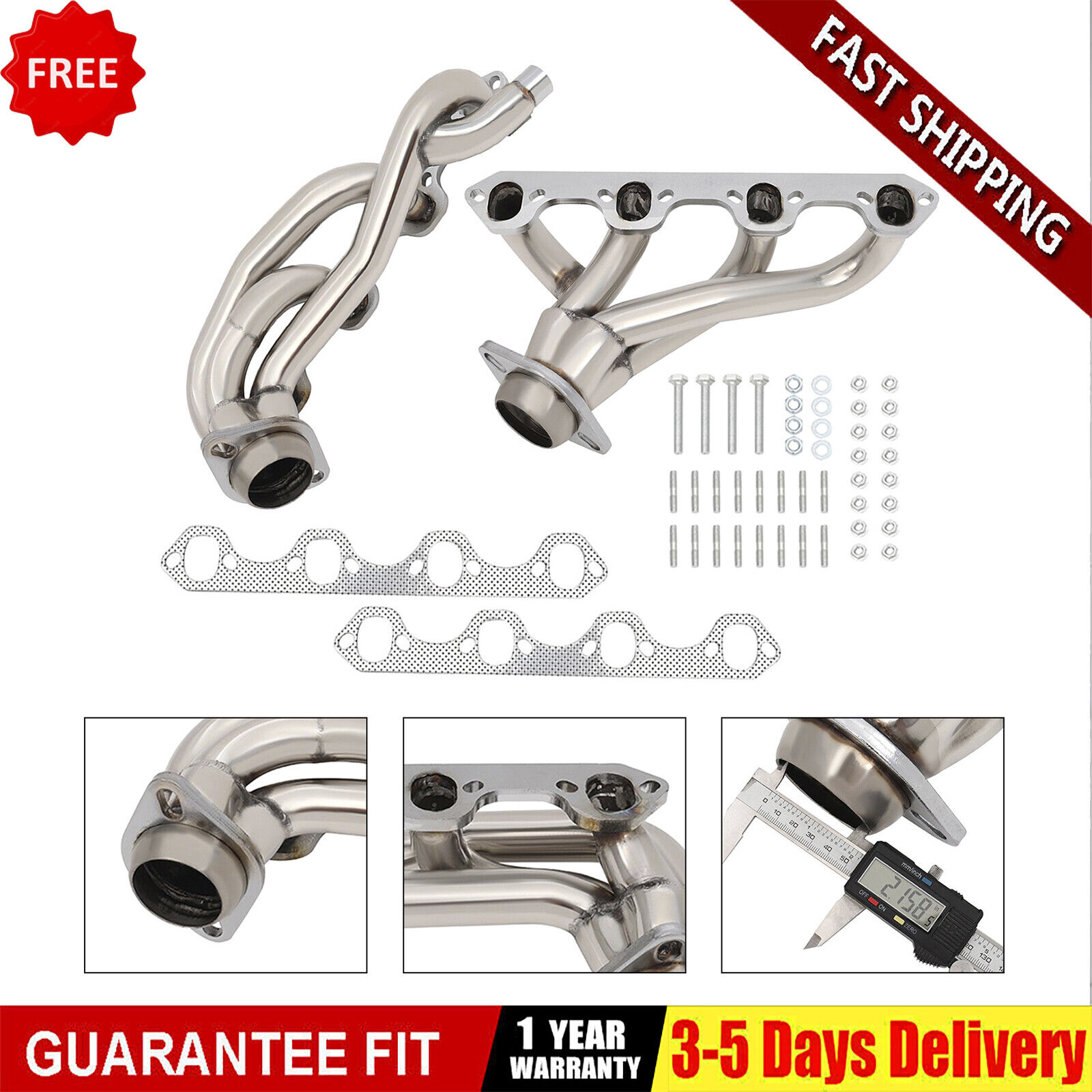 1 Set Exhaust Stainless Header Kit For Ford F150 F250 Bronco 5.8L 87-96 USA NEW