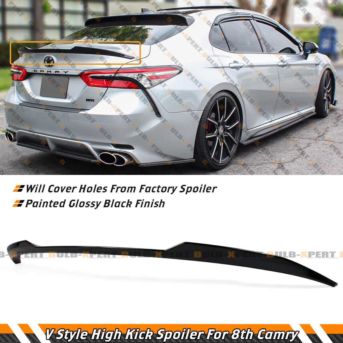 FOR 2018-2024 TOYOTA CAMRY SE XSE LE XLE GLOSSY BLK M4 STYLE TRUNK LID SPOILER