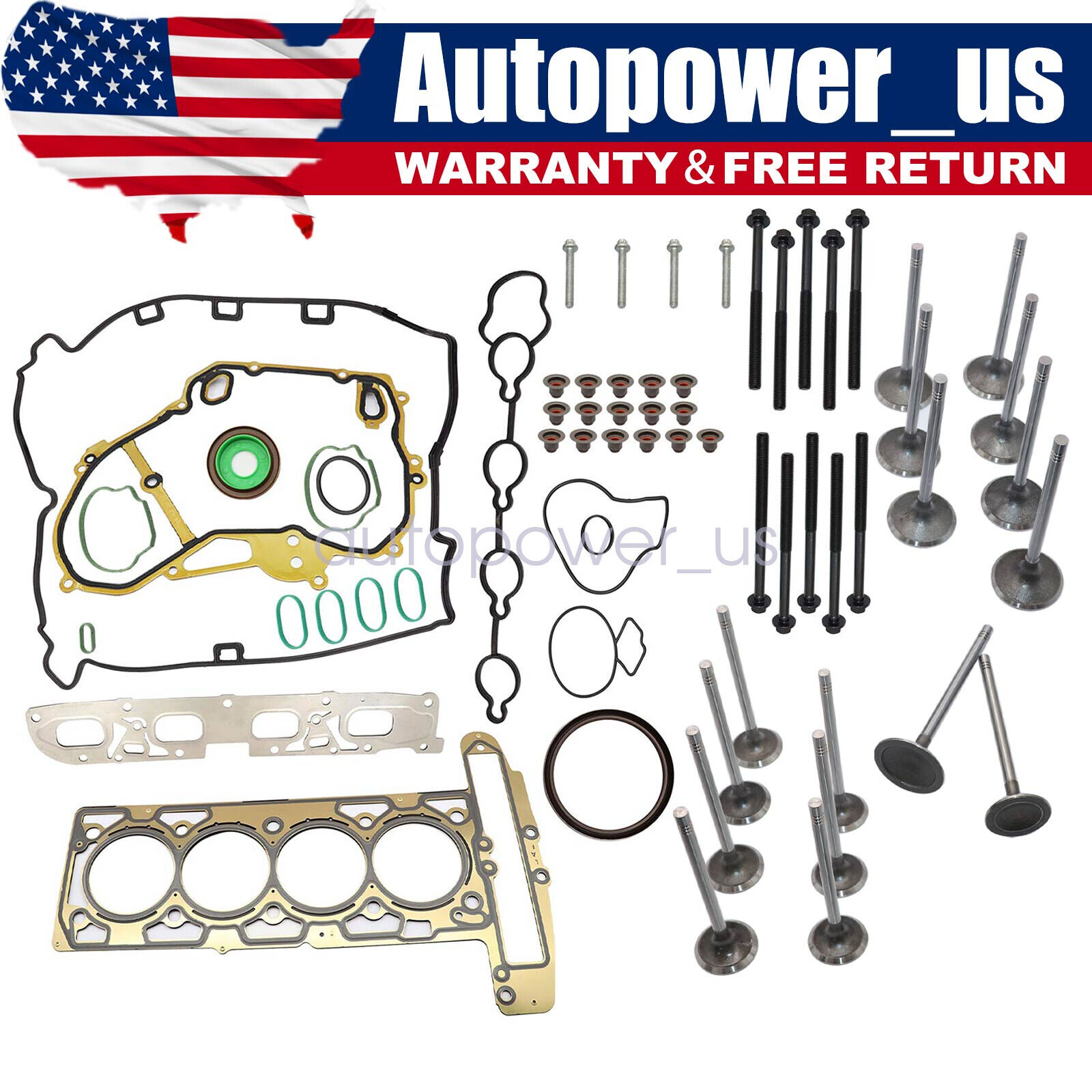 Head Gasket Bolts&Intake Exhaust Valves Fit 2010-2013 Chevrolet Buick GMC 2.4L