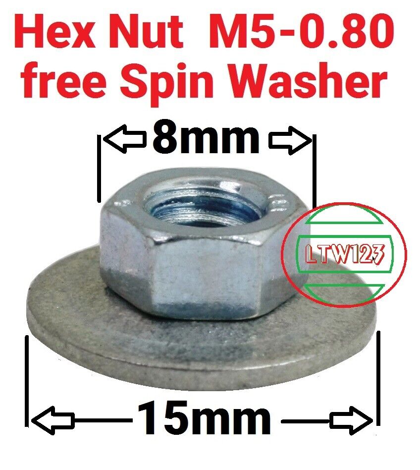 (30)  M5-.8 Steel Free Spinning Washer Nuts Coarse Thread Zinc 