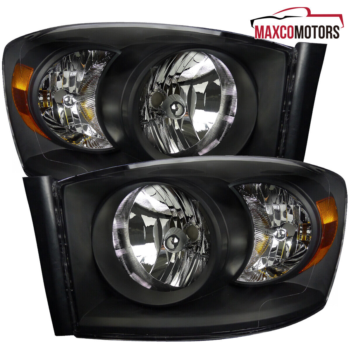 Black Headlights Fits 2006-2008 Dodge Ram 1500 2006-2009 Ram 2500 3500 Lamps