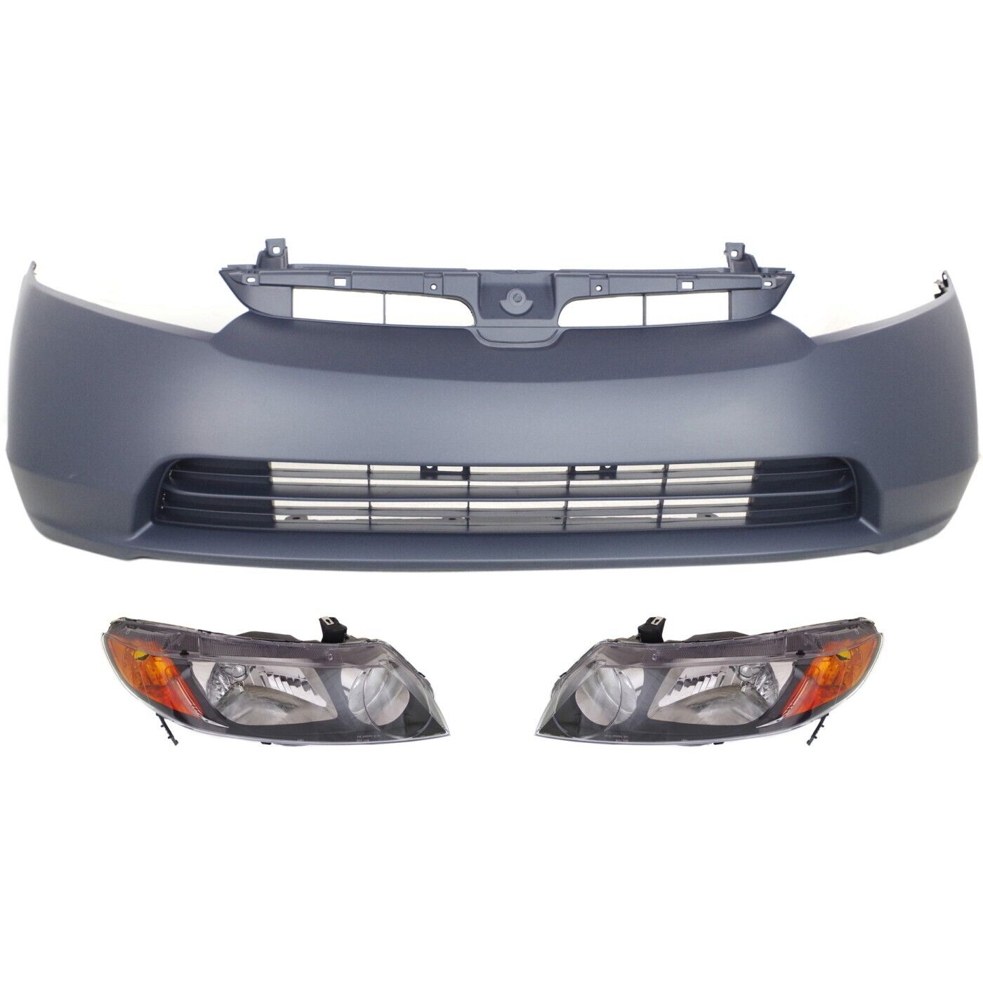 Front Bumper Kit Includes Left and Right Headlights For 2006-2008 Honda Civic