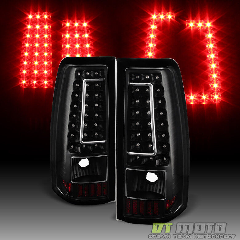 2003-2006 Chevy Silverado 1500 2500HD 3500 Black LED Tail Lights Brake Lamps Set