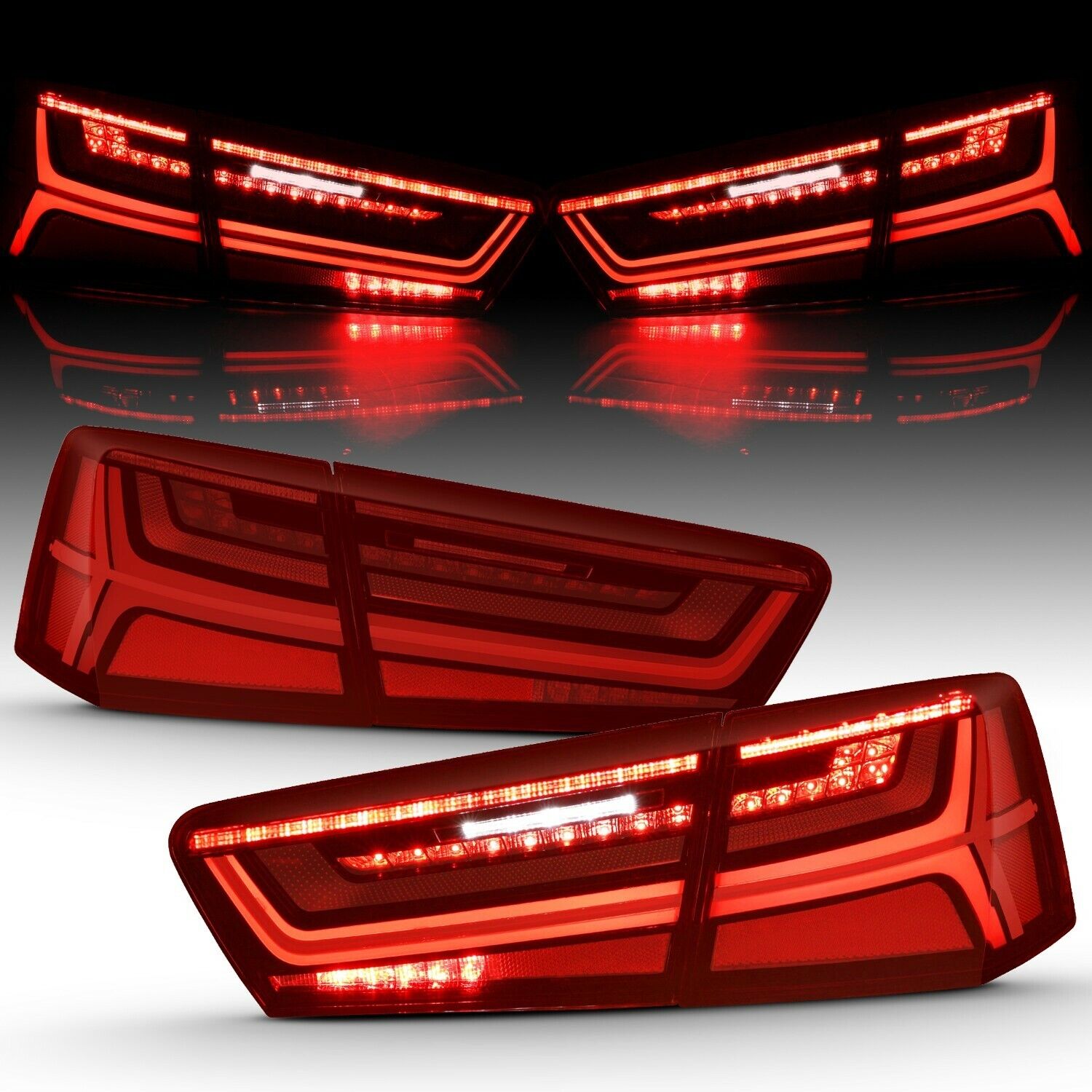 Sequential Signal LED Tail Lights For Audi 2012-2015 A6 S6 Red