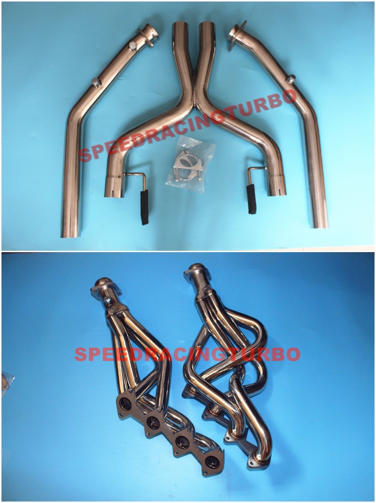 Exhaust Header for Ford Mustang 05-09 4.6L V8 Long Tube+X-Pipe Piping 2.5