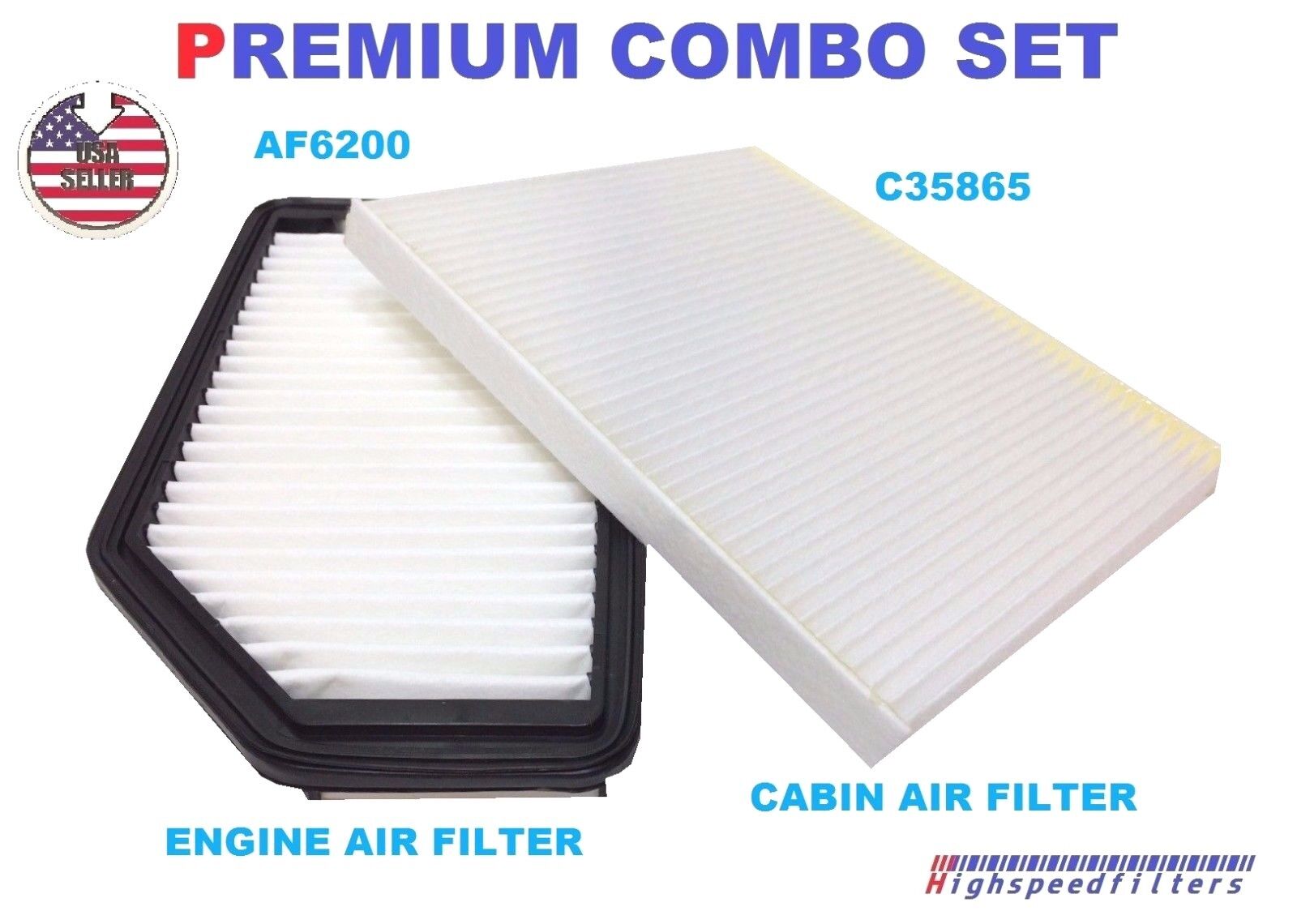 AF6200 C35865 ENGINE & CABIN AIR FILTER COMBO FOR 2012 - 17 Accent Veloster RIO