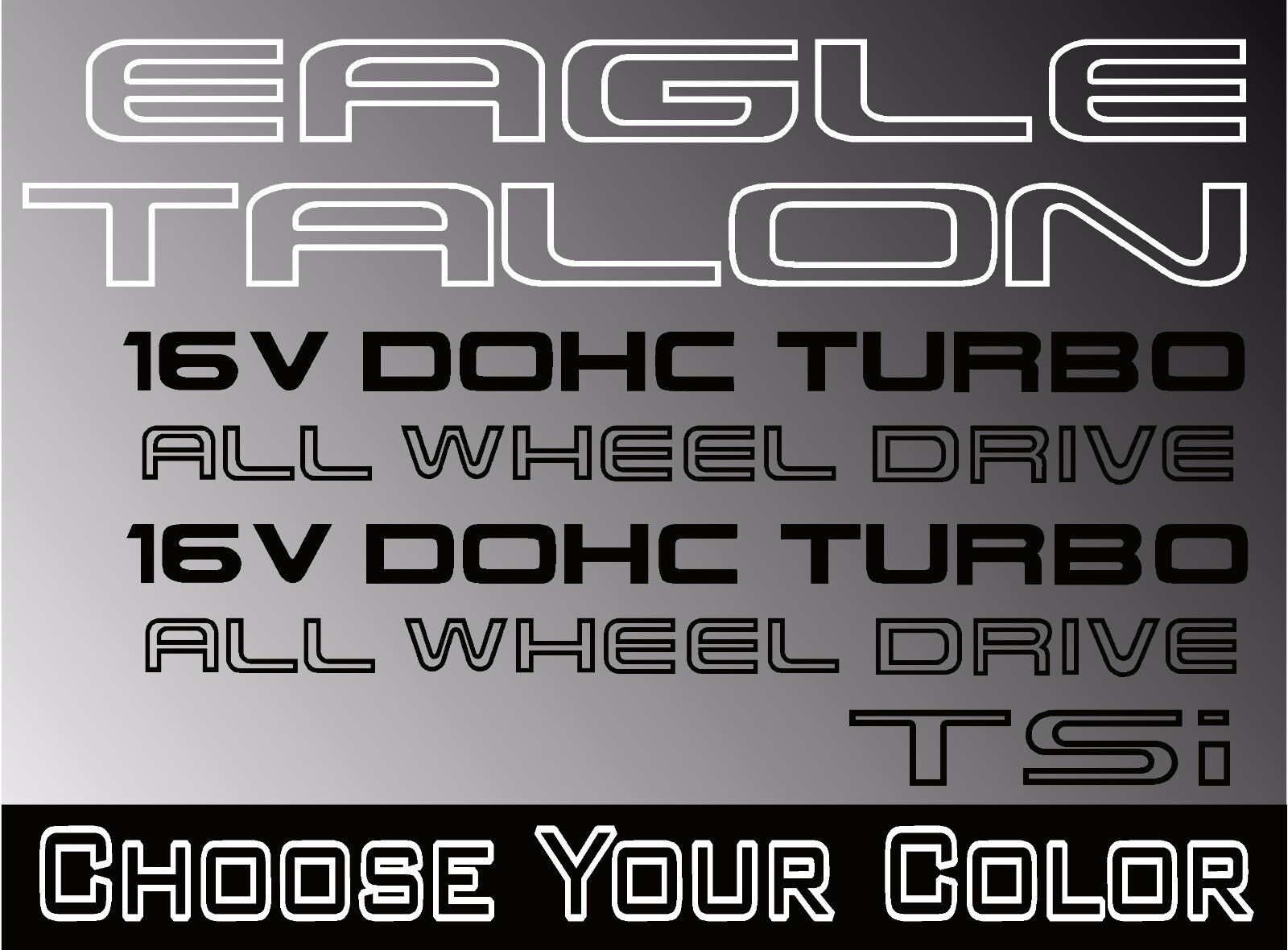 1G Eagle Talon Turbo AWD 1989-1994 -Replacement Decals DSM Left Right Side 