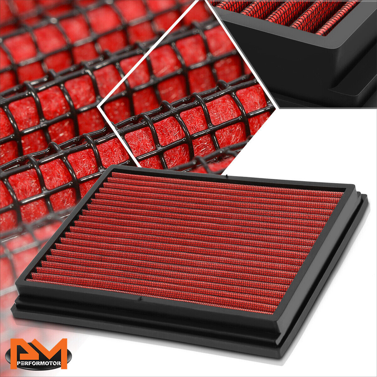 For 02-09 Audi A4 Quattro/S4 Reusable Multilayer Hi-Flow Air Filter Panel Red