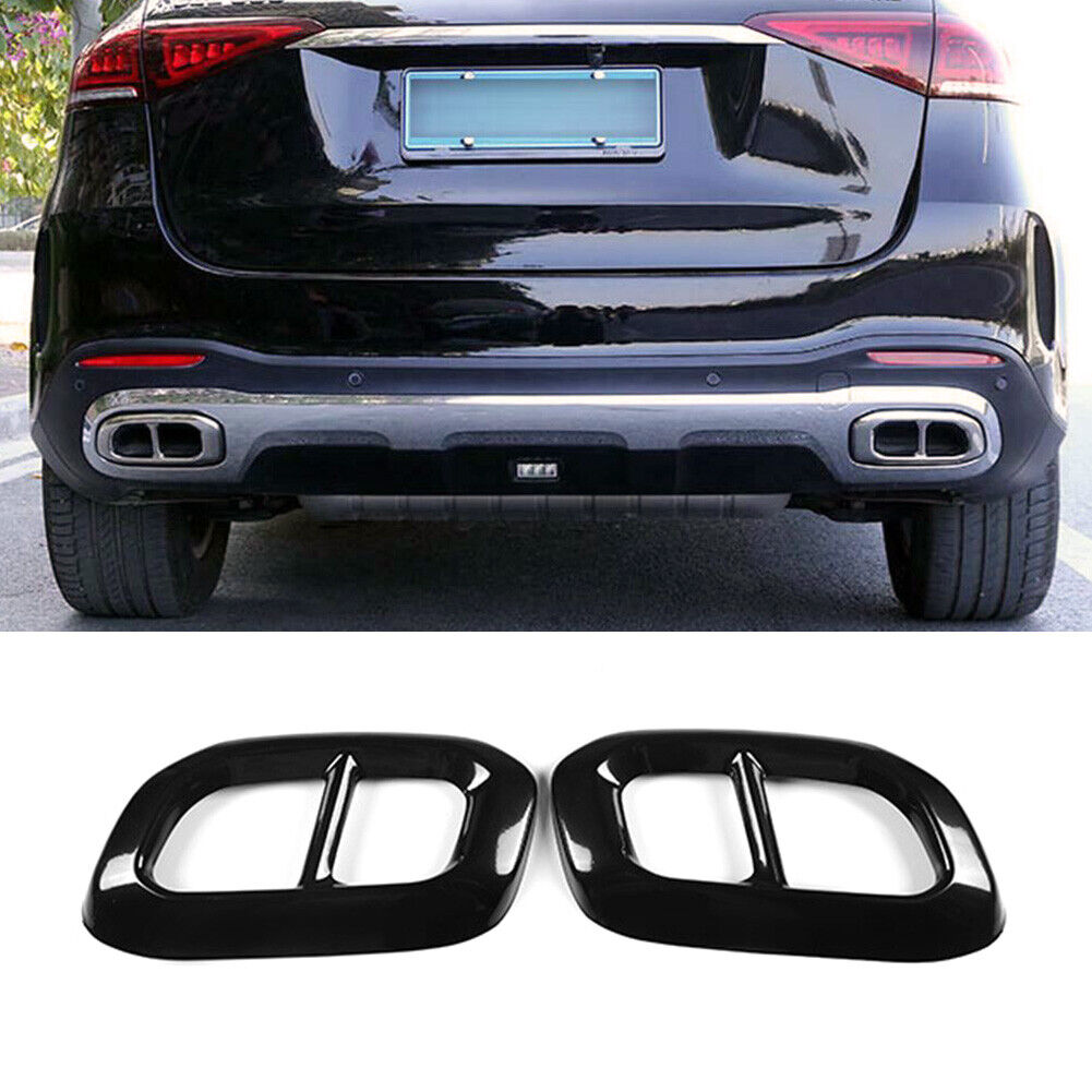Black Exhaust Muffler Pipe Tip Tailpipe Cover Trim For Benz GLC GLE GLS 20-22