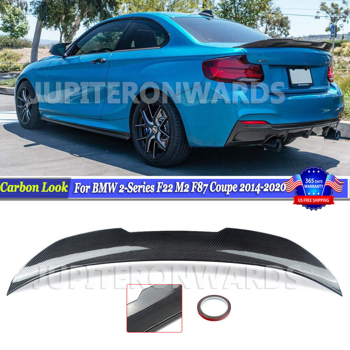 For BMW F22 M235i M240I M2 F87 Coupe 2014-2020 Carbon Look Rear Spoiler Wing PSM