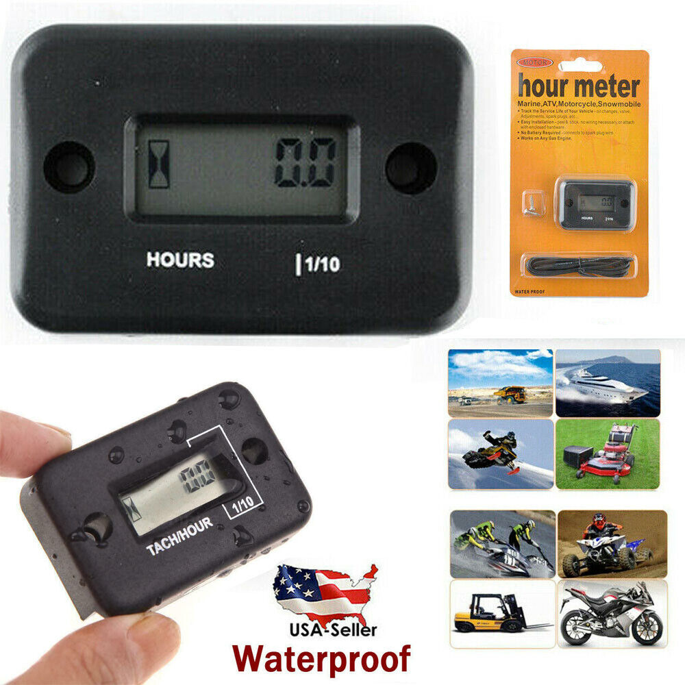 Small Waterproof Digital Hour Meter For Lawn Mower Generator Motorcycle ATV US
