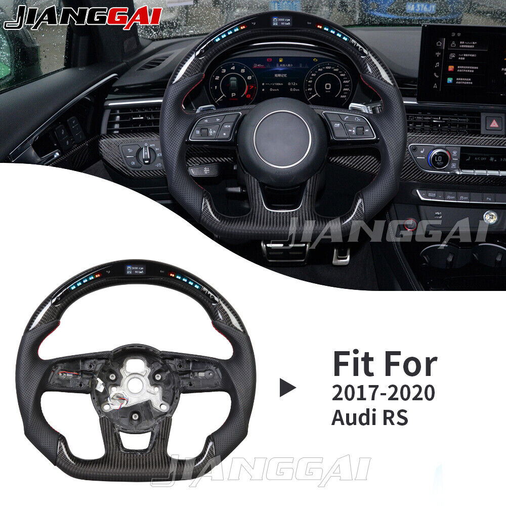 Carbon Fiber LED Flat Sport Steering Wheel For 17+ Audi RS3 RS4 RS5 S3 S4 S5