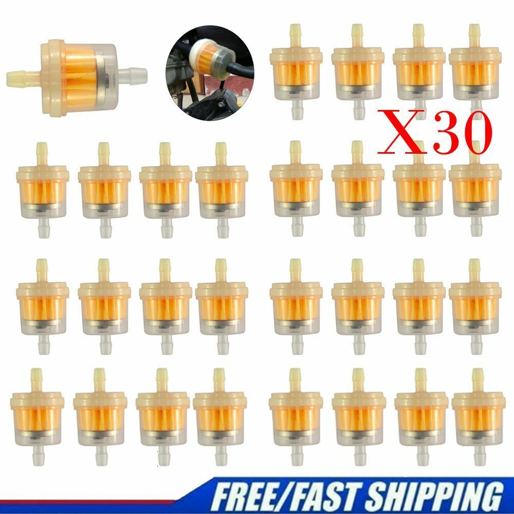 30PCS UNIVERSAL MOTORCYCLE MINI SMALL ENGINE INLINE CARB FUEL GAS FILTER 1/4\