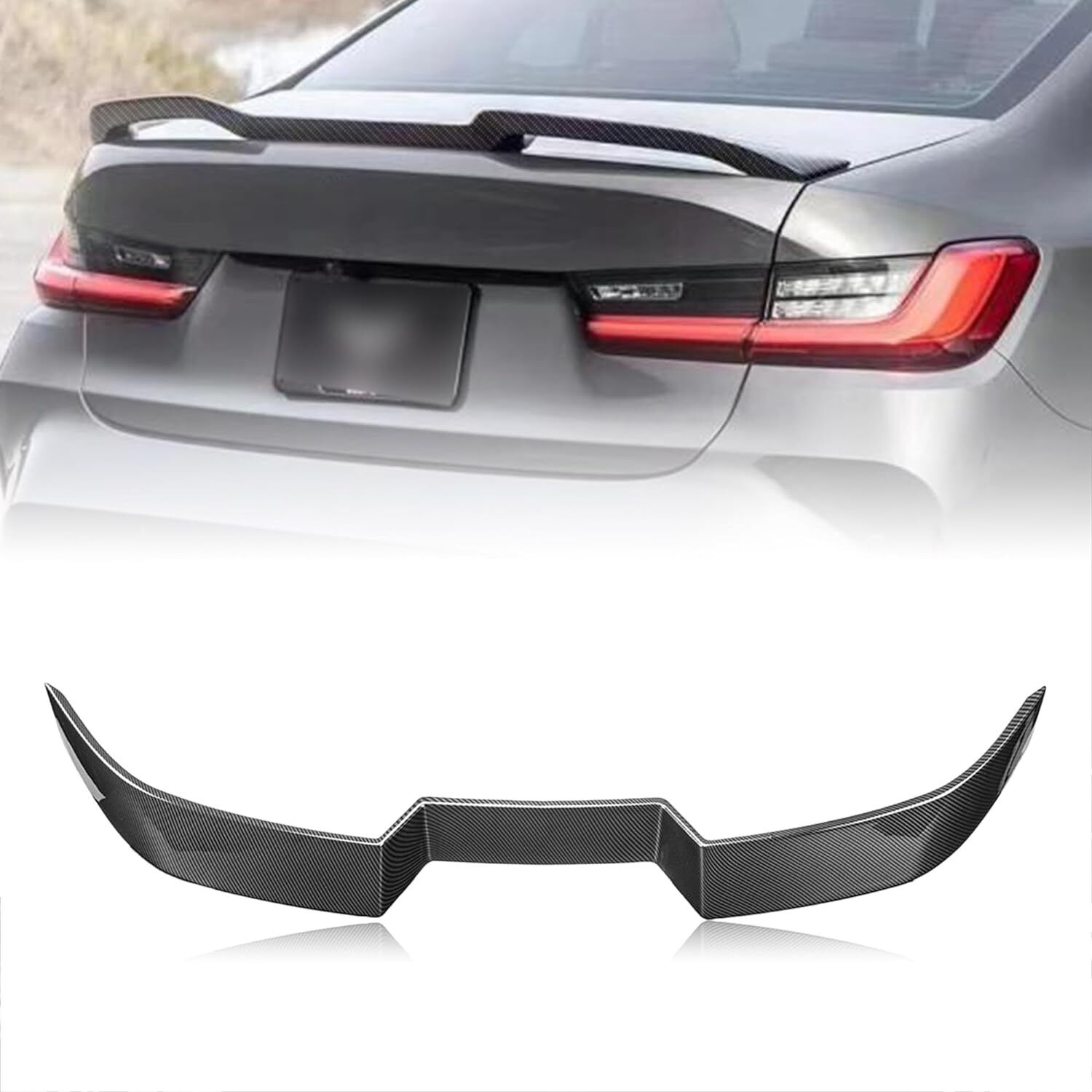 Carbon Fibre Look Rear Spoiler Wing Fits For BMW G20 G22 19-23 3 SERIES V Style