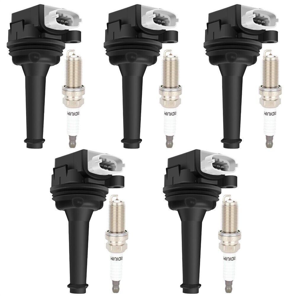 5Pcs New Ignition Coils & Spark Plugs UF517 For Volvo C30 C70 S40 S60 V50 V70