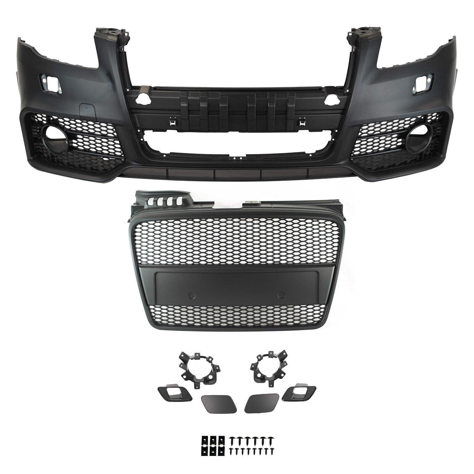 For 05-08 Audi B7 A4, RS4 Style Front Bumper with Black Front Grille