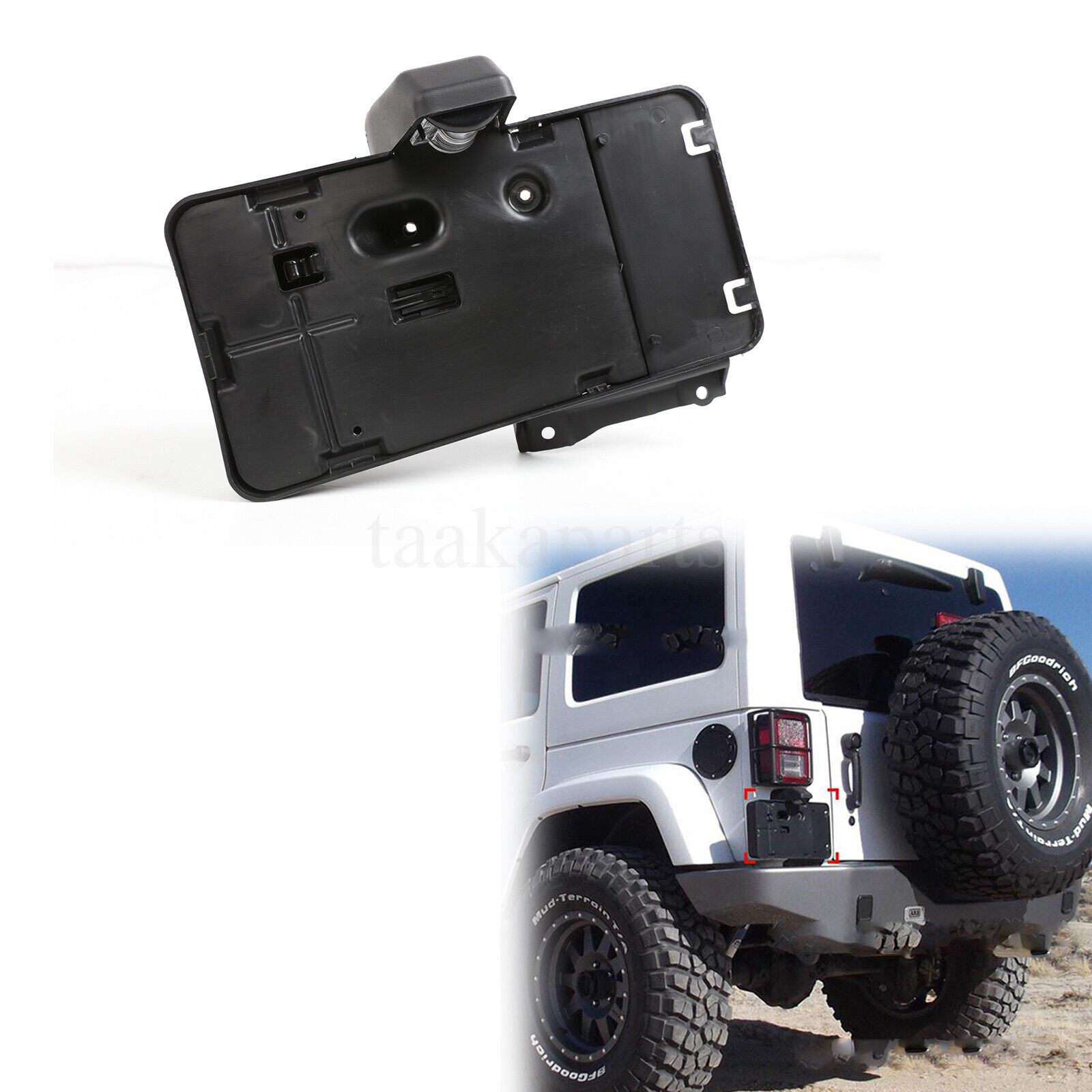 Fit For Jeep Wrangler JK JKU  Rear License Plate Holder w/ Light Tag Bracket