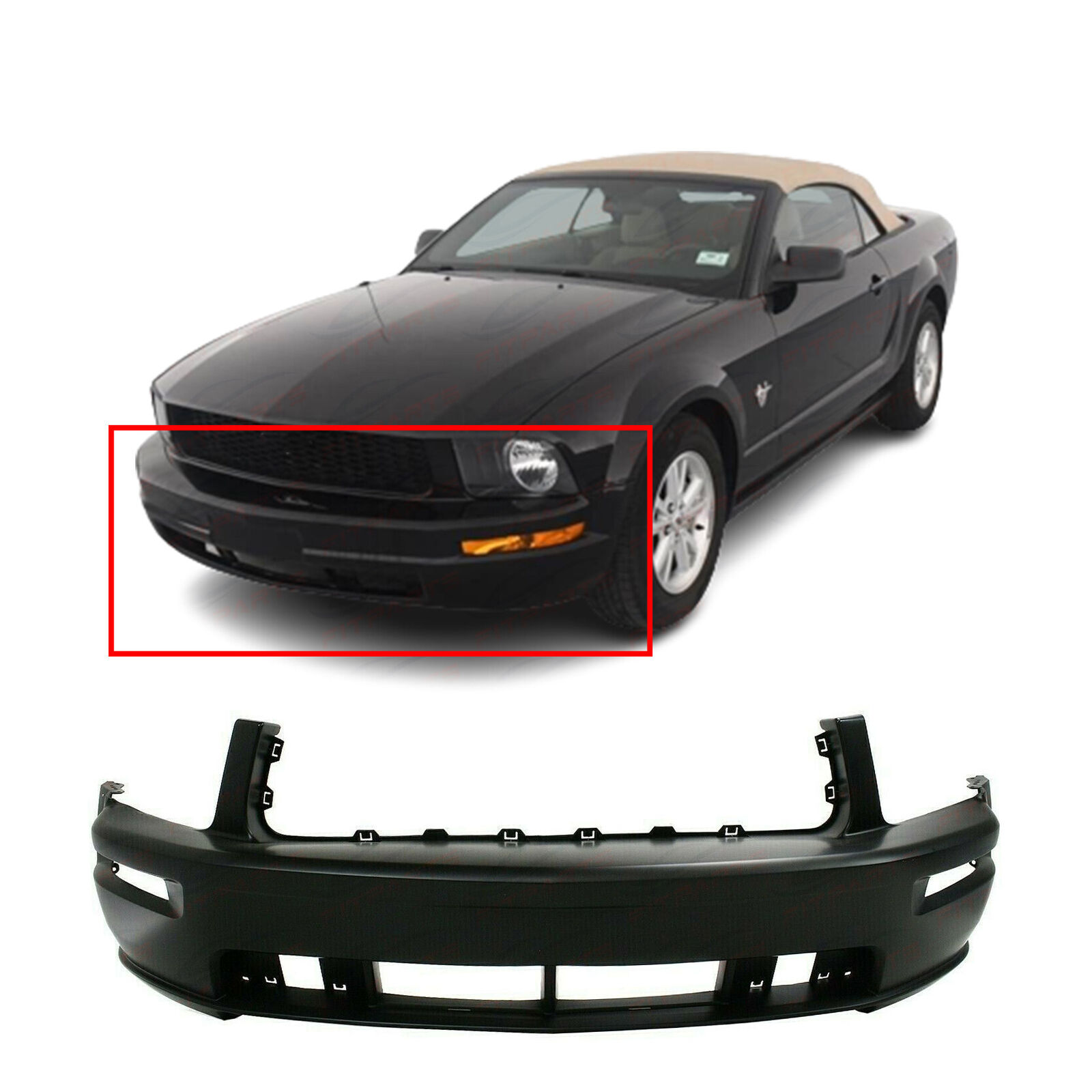Primed Front Bumper Cover for 2005-2009 Ford Mustang GT FO1000575