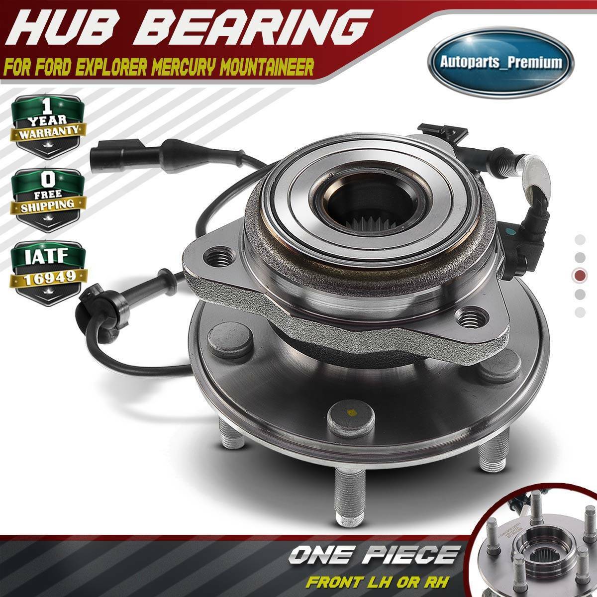 1x Front Wheel Hub & Bearing w/ ABS Sensor for Ford Explorer 4WD 4x4 AWD 951010