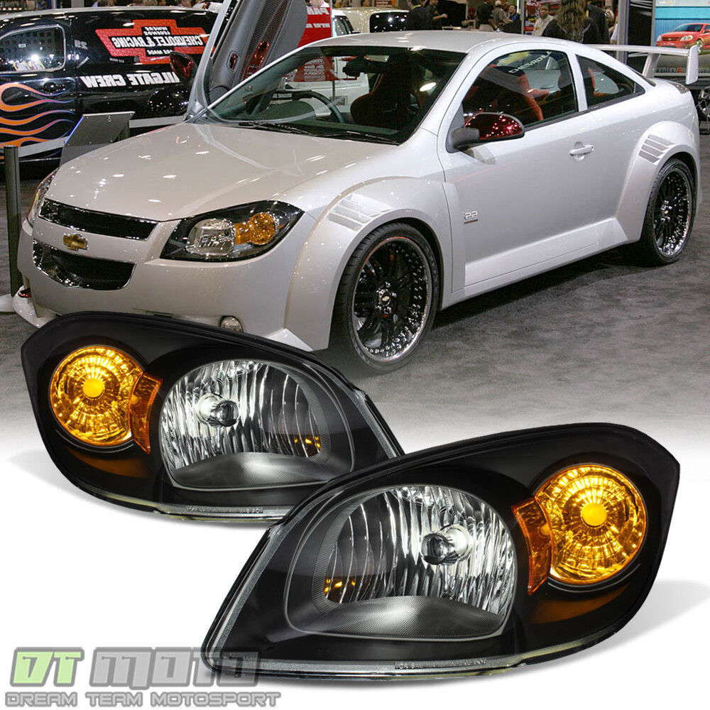 Black 2005-2010 Chevy Cobalt 07-10 Pontiac G5 05-06 Pursuit Headlights Headlamps