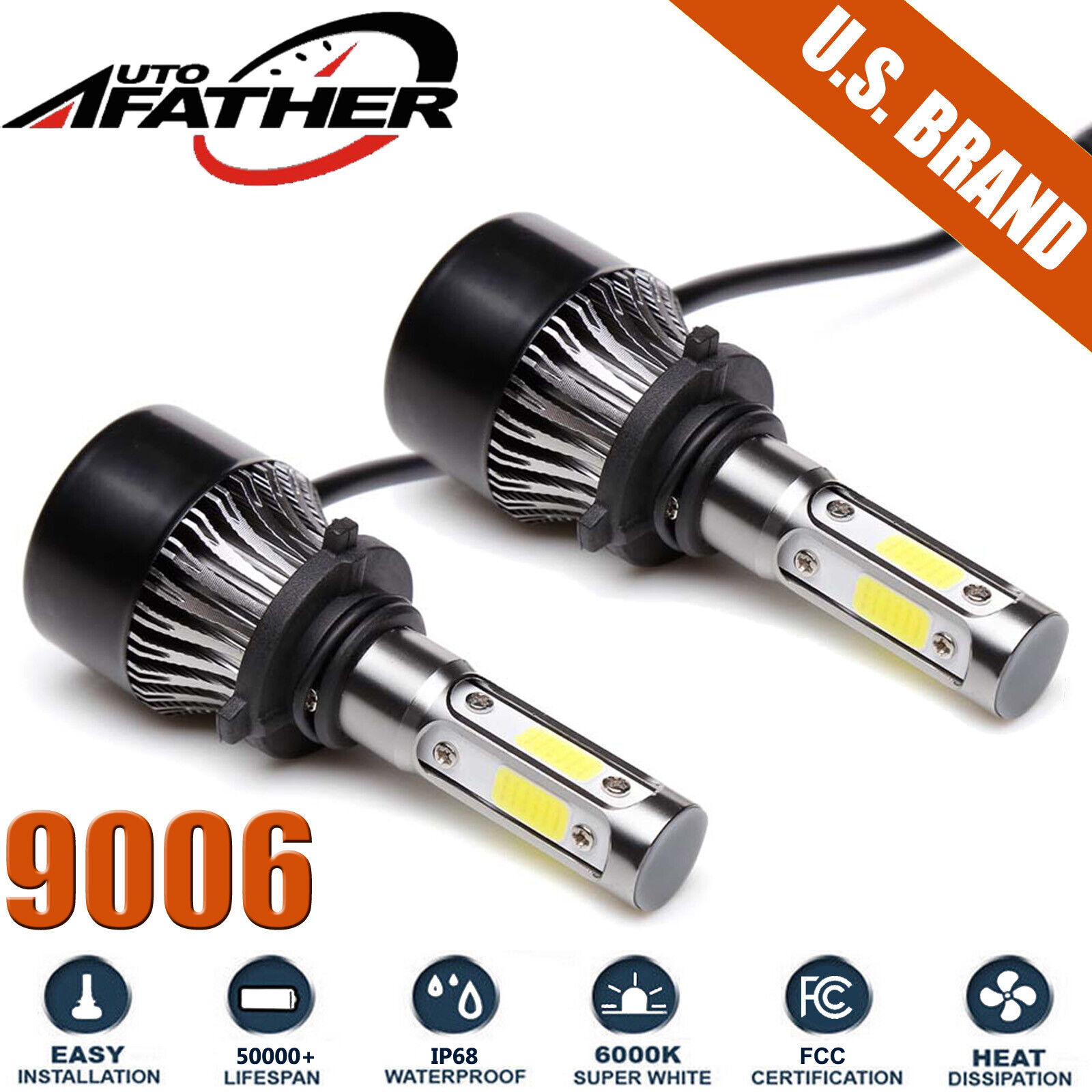 2PC Headlight 9006 9012 HB4 LED Bulbs 2000W 300000LM HI or Low Beam or Fog Light
