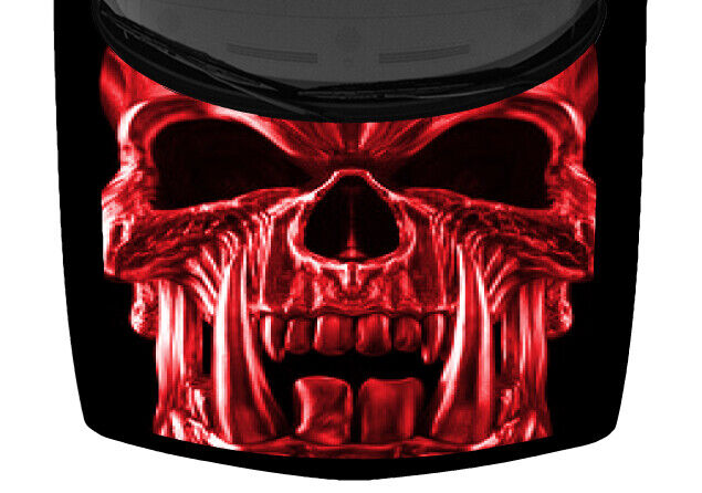 Demon Orc Skull Skull Truck Hood Wrap Vinyl Car Graphic Decal Deep Red 58\