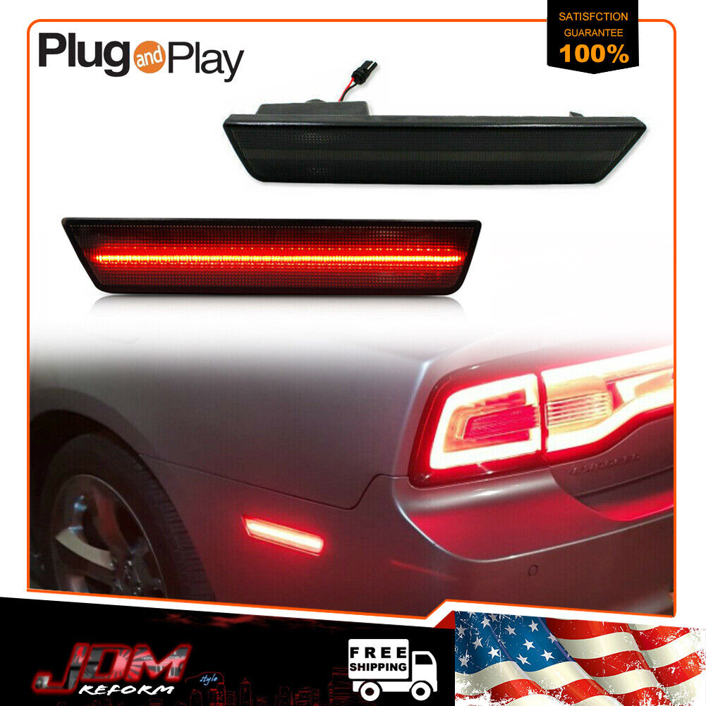 Smoked Red LED Rear Side Marker Lights For 08-14 Dodge Challenger/11-14 Charger