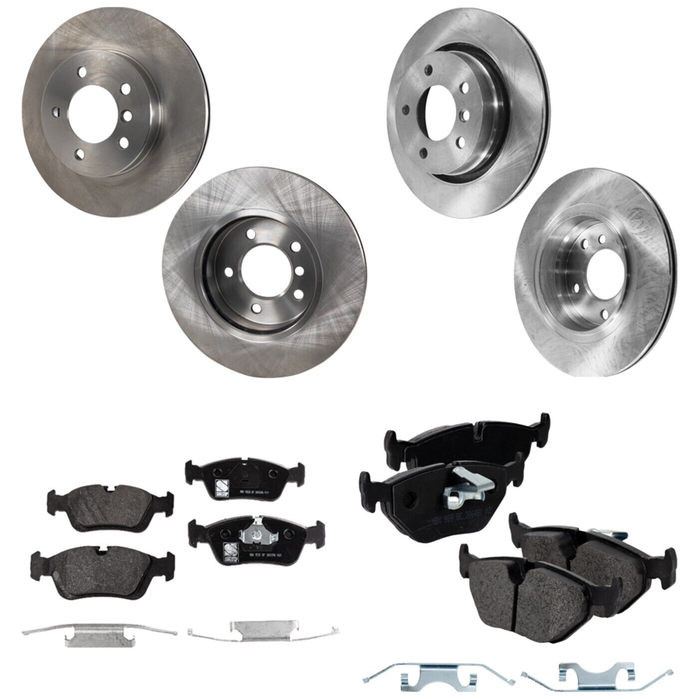 Front & Rear Brake Disc Rotors and Pads Kit for 328 E46 3 Series BMW 328i 328Ci
