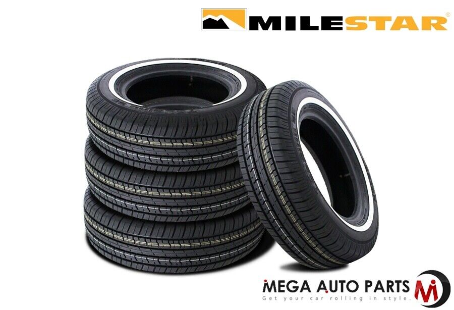 4 Milestar MS775 Touring SLE P175/80R13 86S SL WSW  WHITE WALL All-Season Tires