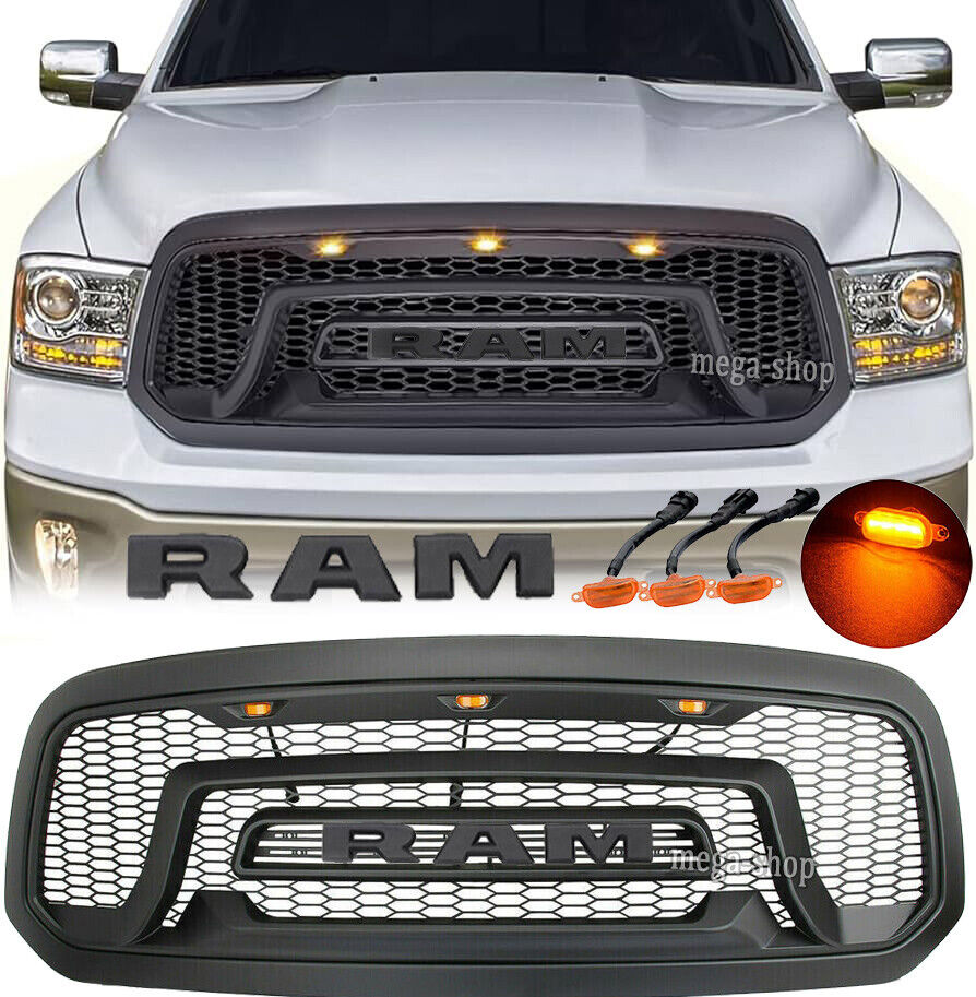 Grille For Dodge RAM 1500 2013-2018 Front Grill Upper Bumper W/Letters RAM & LED