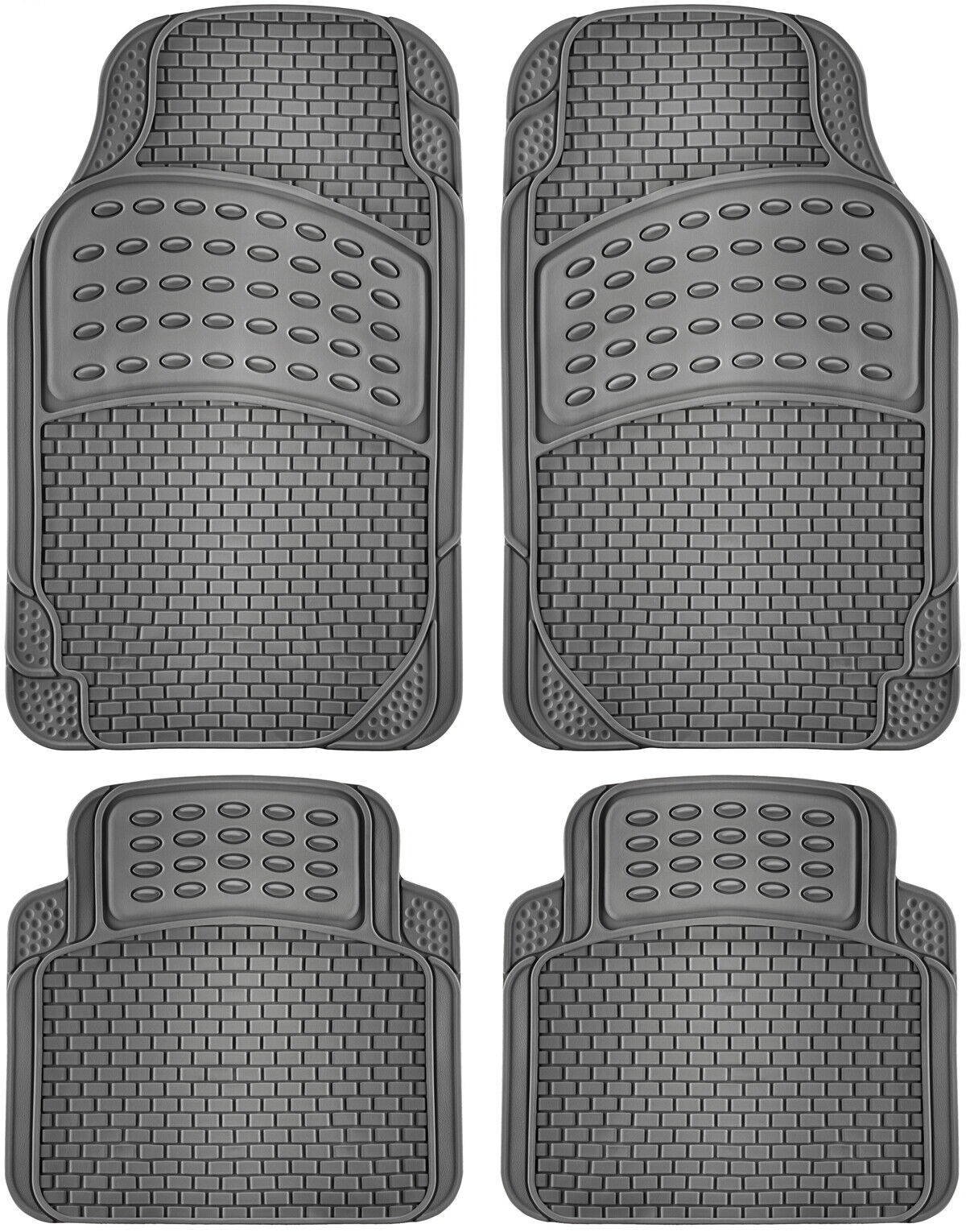 Car Floor Mats for All Weather Rubber 4pc Set Tactical Fit Heavy Duty Grey