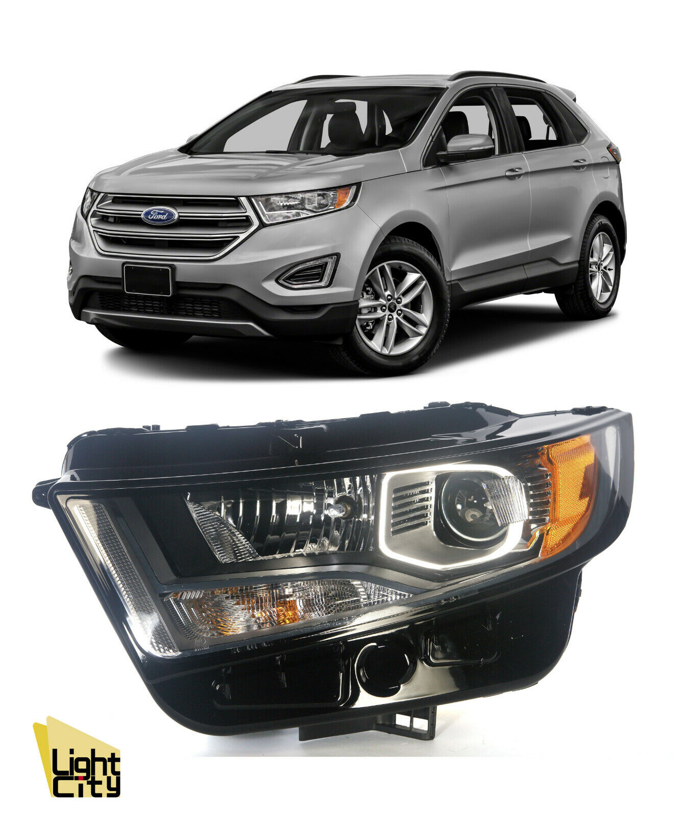 [Halogen] For 2015-2018 Ford Edge SE/SEL/TITANIUM Driver Headlight with Bulbs LH