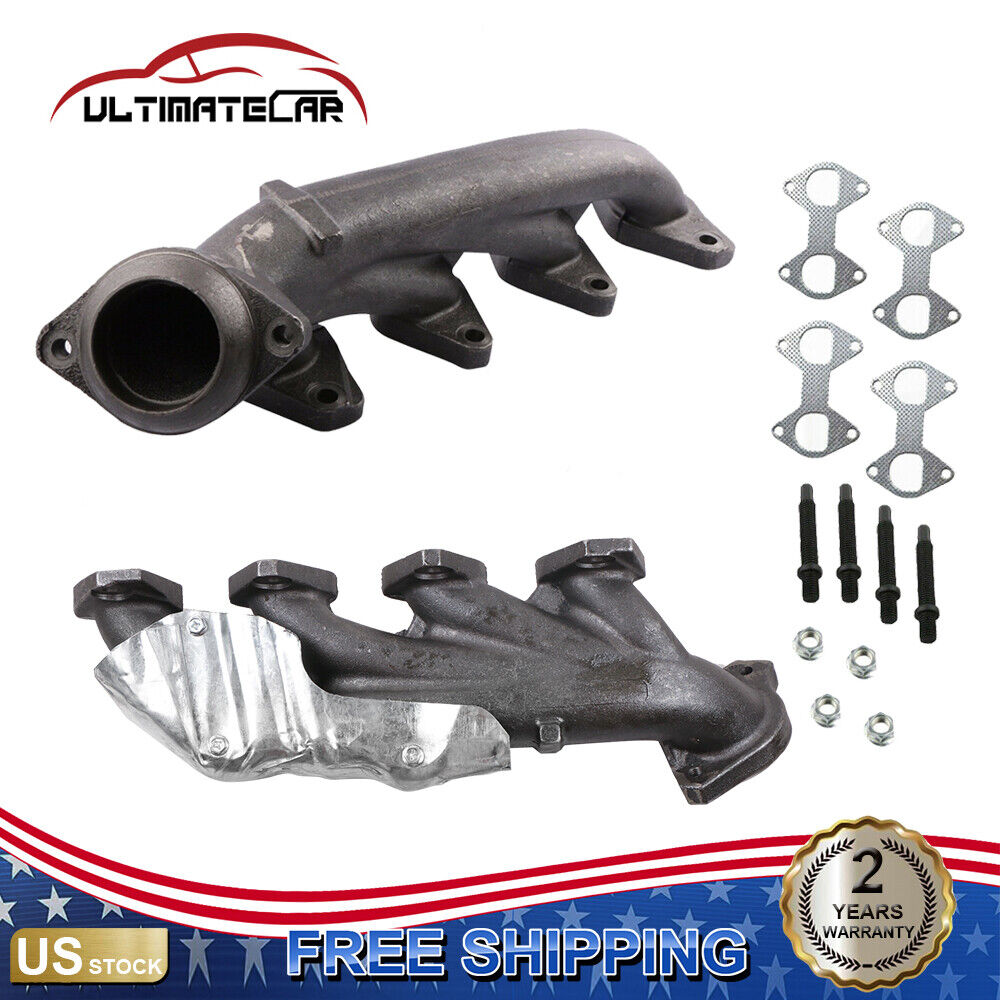 Set 2 Exhaust Manifold w/ Gasket For Ford F150 Expedition 5.4L Left+Right Side