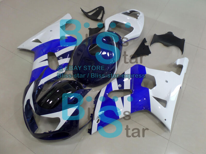 Blue White INJECTION Fairing + Tank Cover fit  GSXR 600 750 2001-2003 123