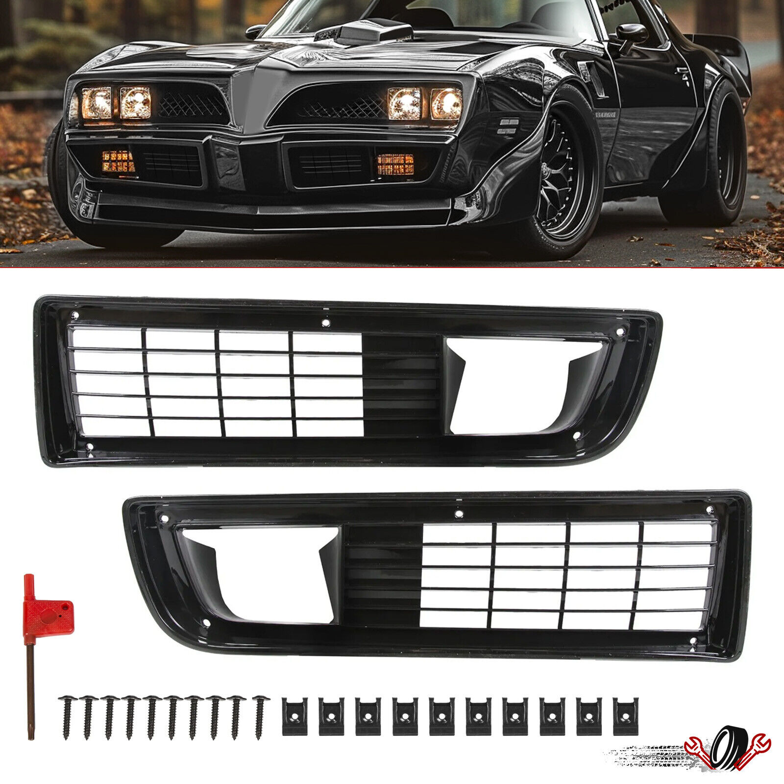 Front Left & Right Bumper Cover Grille Insert Set For 1979-1981 Pontiac Firebird