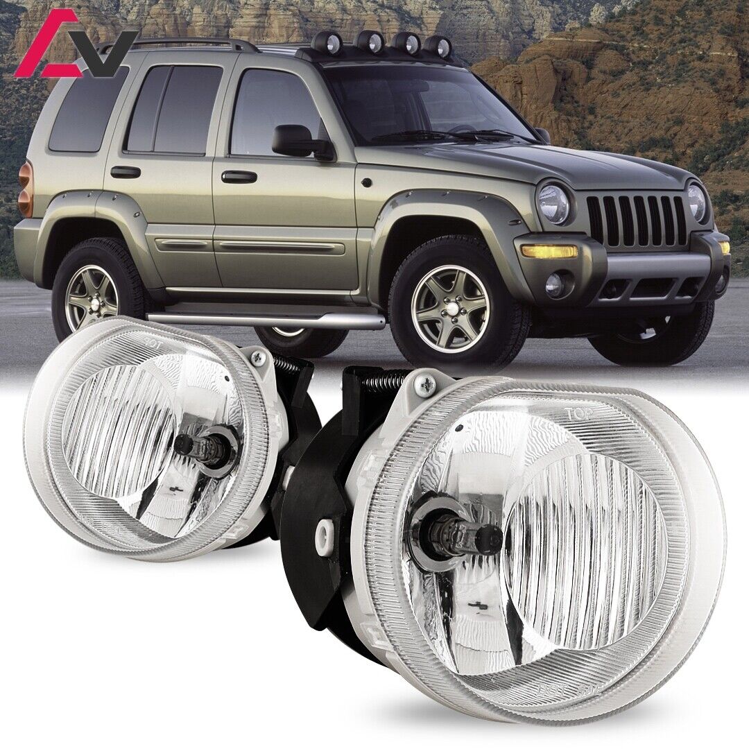 For Jeep Liberty 2002-2004 Clear Lens Pair Bumper Fog Lights Replacement Lamps 