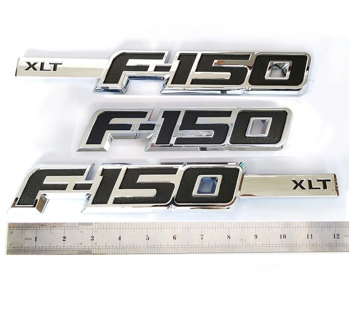 2x F-1-5-0 Badge Fender Emblems F 3D Rear fits F-1-5-0 XLT 9L3Z16720CB (Chrome)