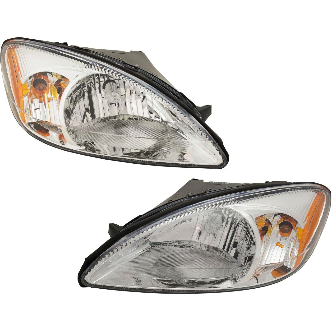 Headlight Set For 2000-2007 Ford Taurus Left and Right Chrome Housing 2Pc