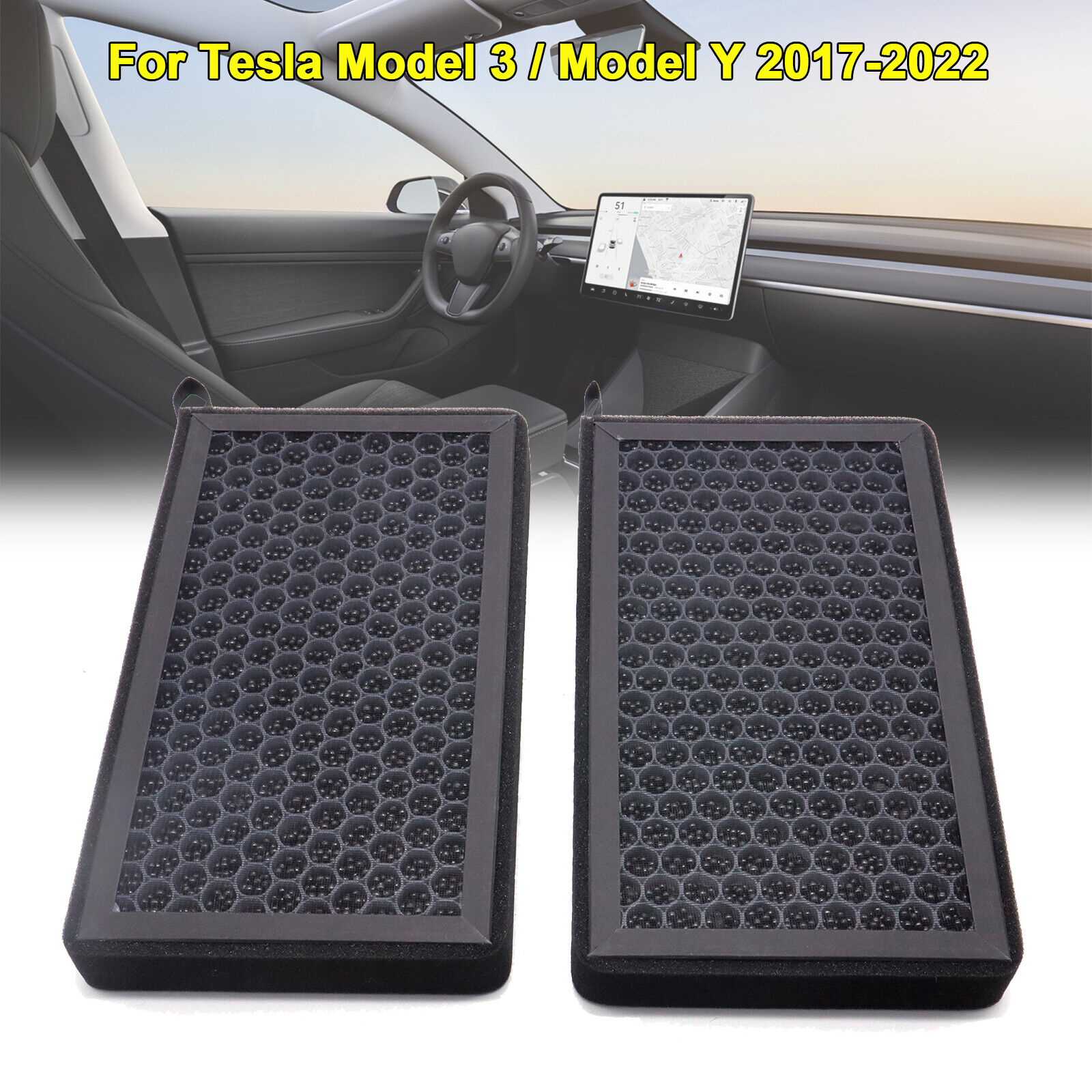 For 2017~2023 Tesla Model 3 Y Car HEPA Cabin Air Filter Activated Carbon Cleaner