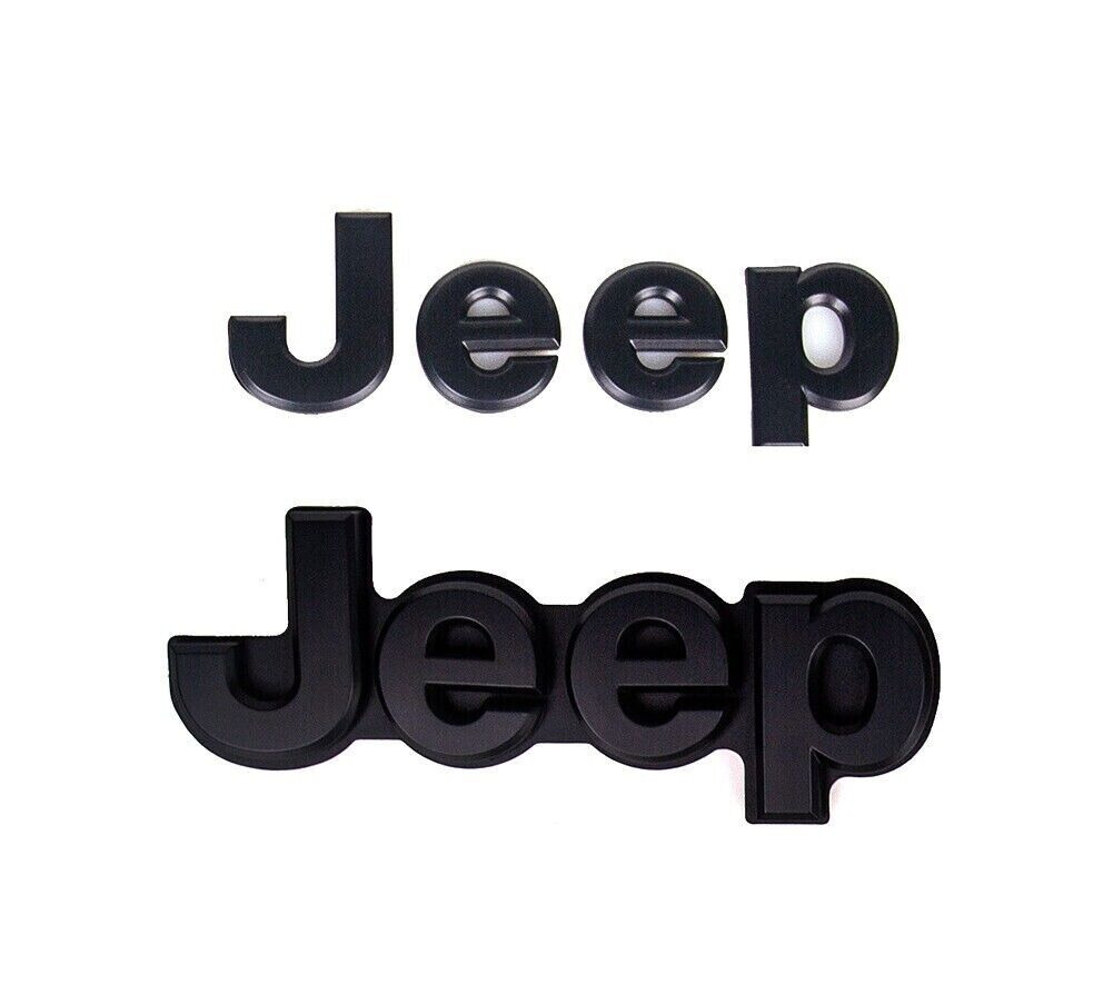2014-2022 Jeep Grand Cherokee Black Replacement Nameplate Emblem Set Mopar OEM