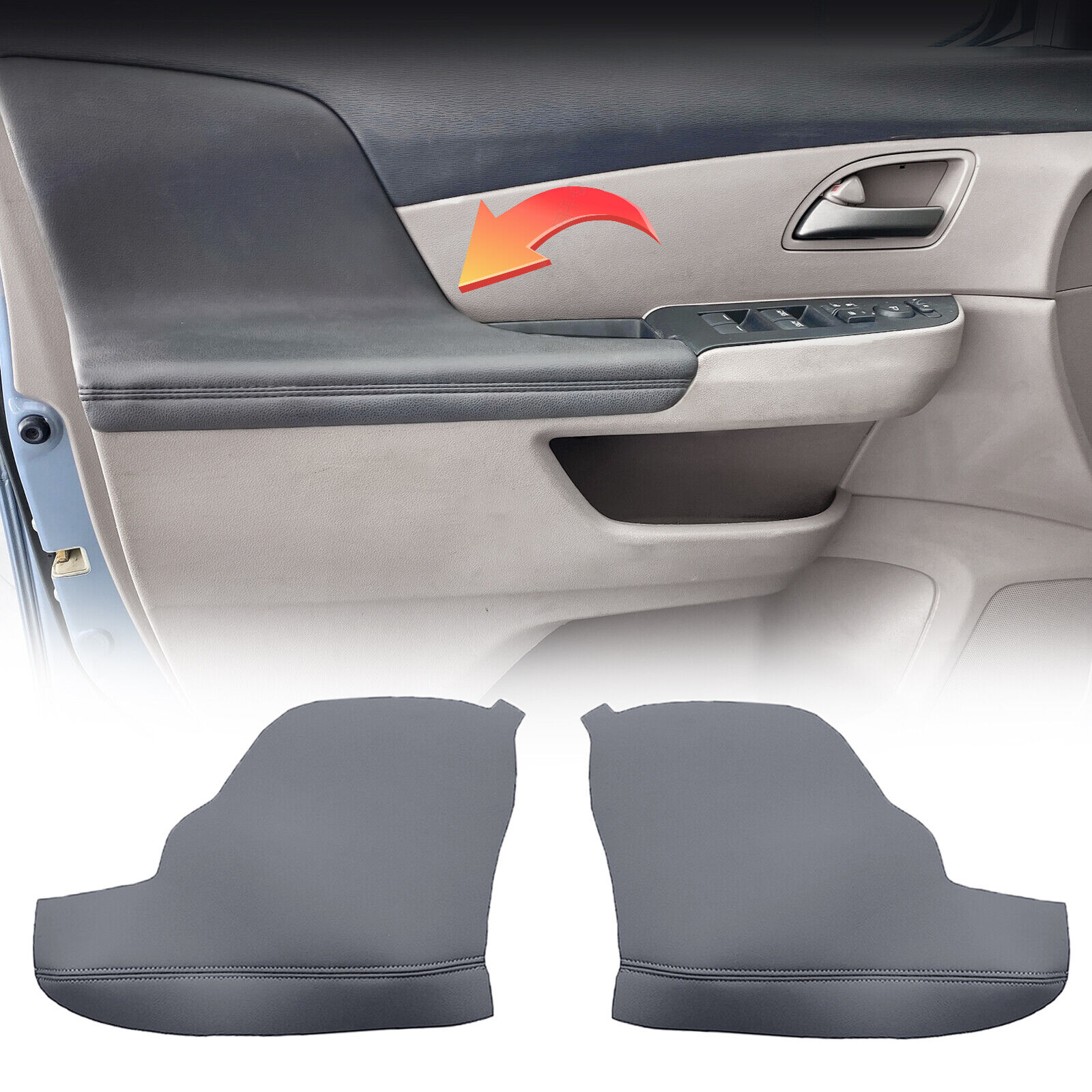 2x Door Armrest Replacement Cover Leather For Honda Odyssey 2011-2017 Dark Gray