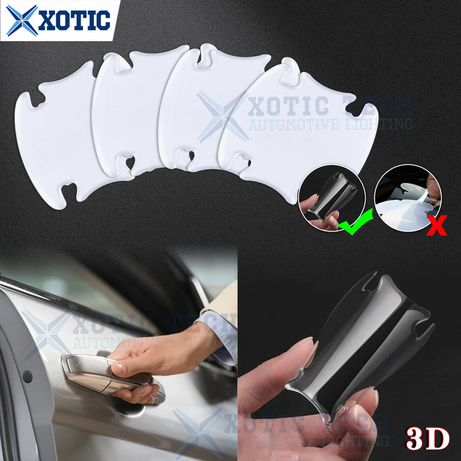 4x Invisible Clear Car Door Handle Protector Film Scratch Guard Cover Sticker 3D